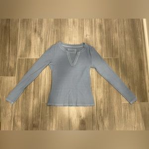 Pilcro by Anthropologie Light Blue Ribbed Long Sleeve Shirt